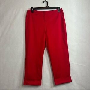 Requirements Women 12/14 90's VTG‎ Mid Rise Red Business Wear Cuffed Capri's